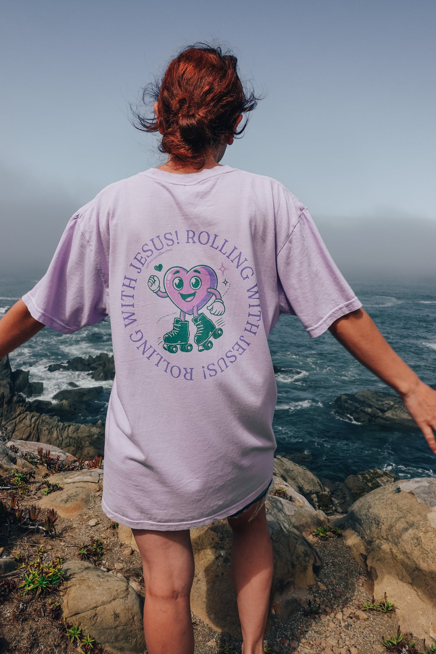 Oversized faith-based pastel tee back view