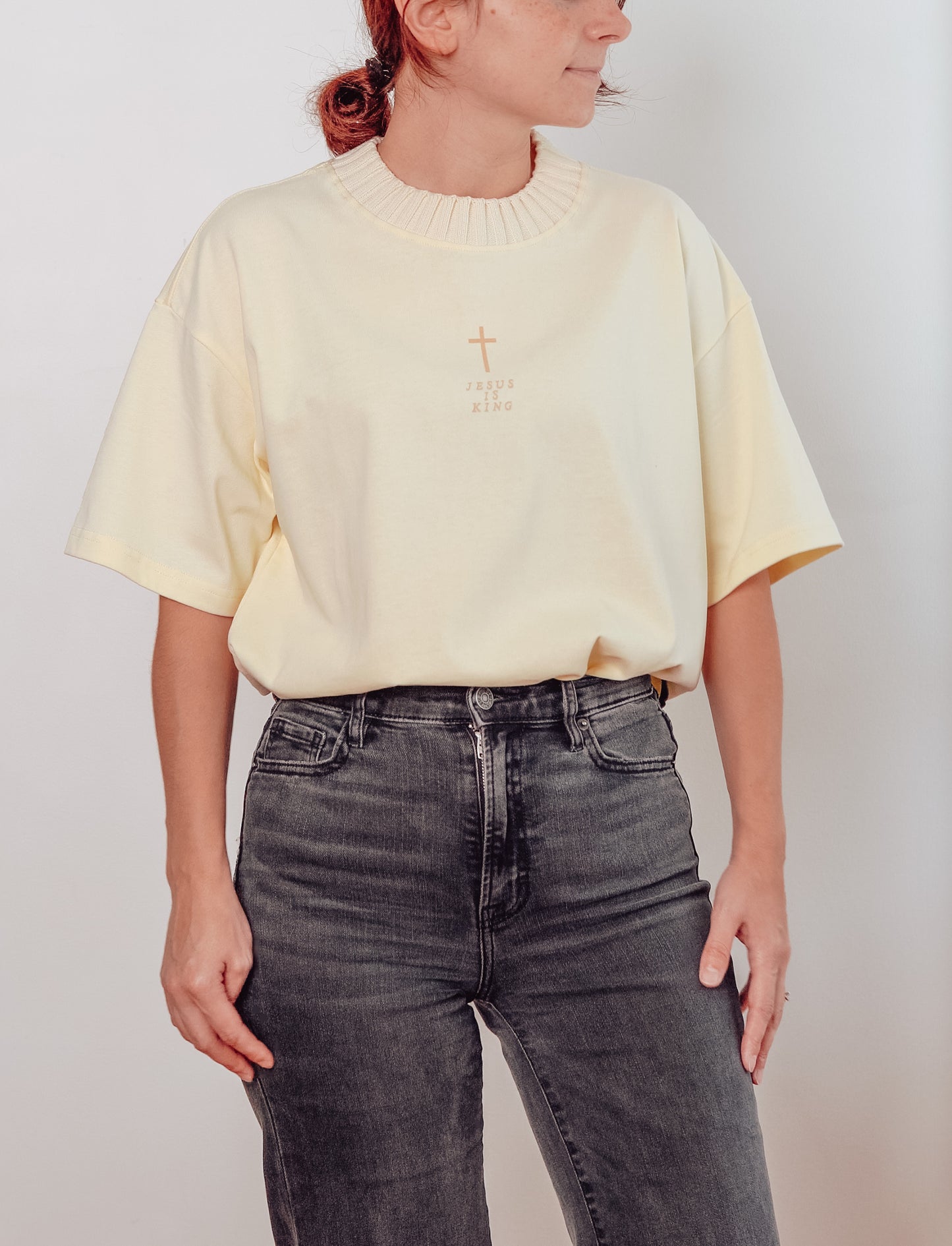 Minimalist Faith-Based Tee - Knit Collar Detail