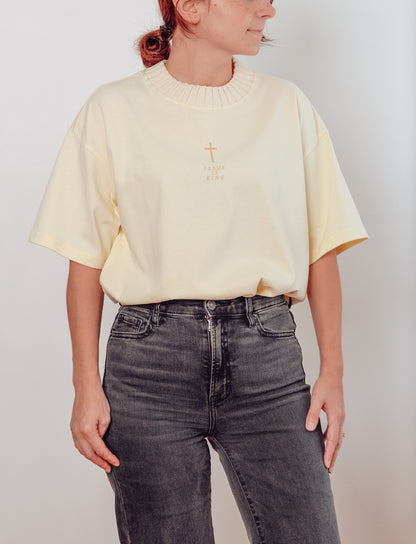 Minimalist Faith-Based Tee - Knit Collar Detail