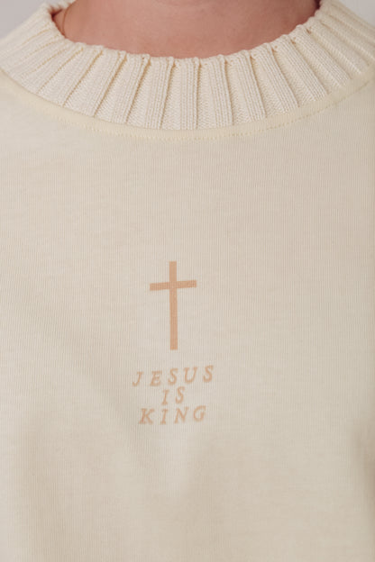 knit collar jesus is king tshirt