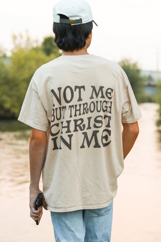 Not Me But Through Christ in Me t-shirt back view