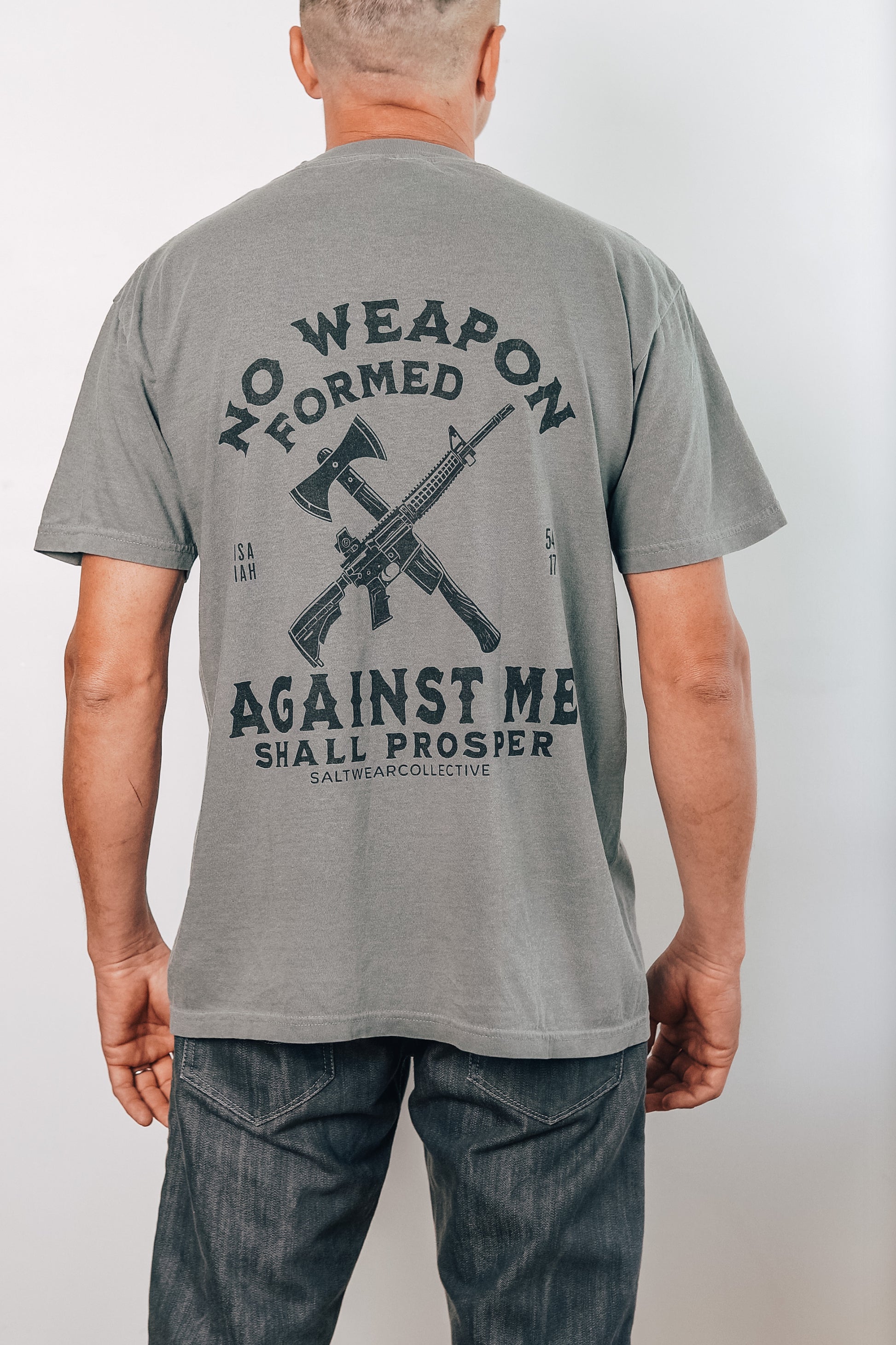 No Weapon Formed Against Me T-Shirt back view