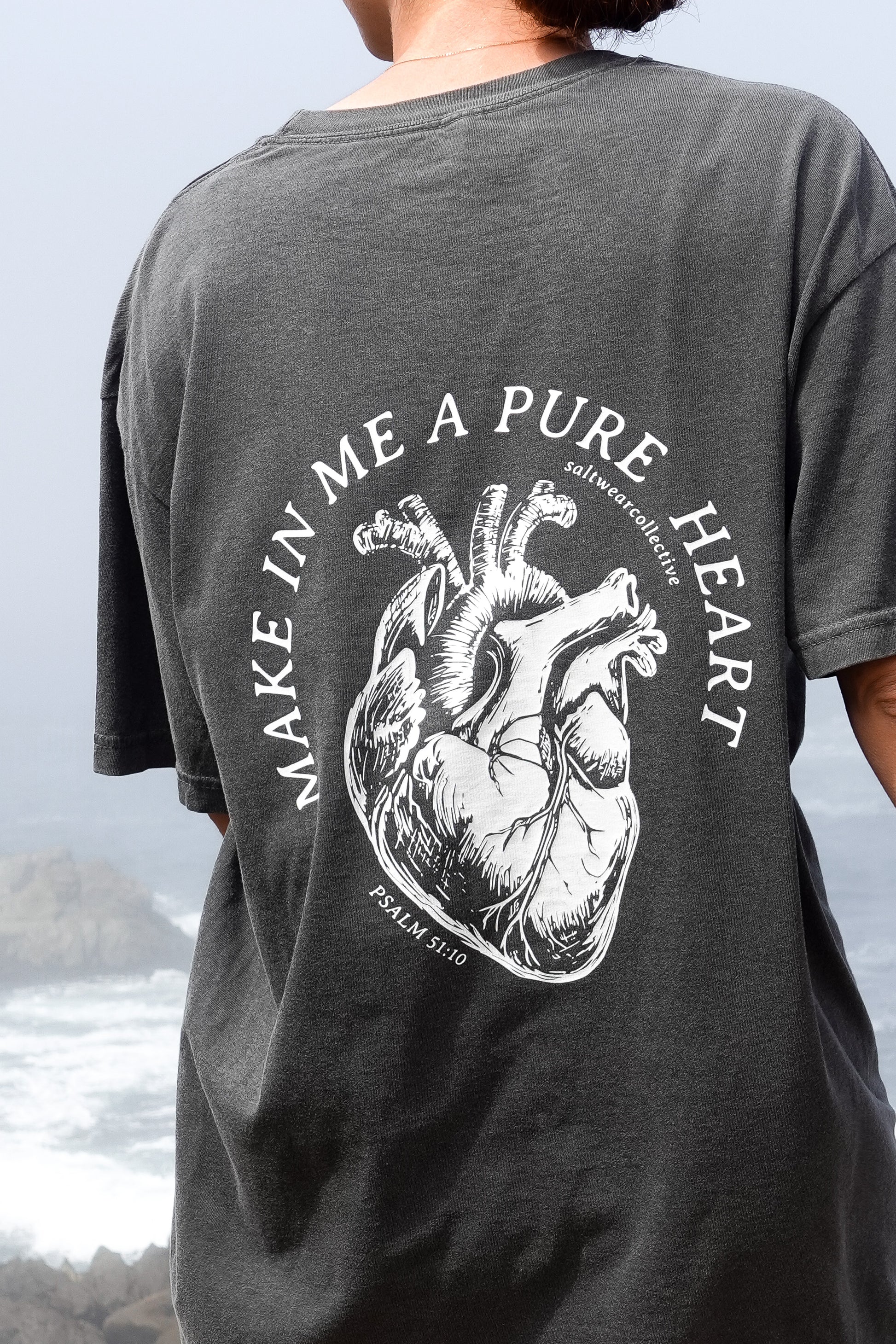 Side view of Make Me a Pure Heart T-Shirt in deep pepper color