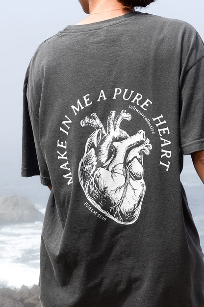 Side view of Make Me a Pure Heart T-Shirt in deep pepper color