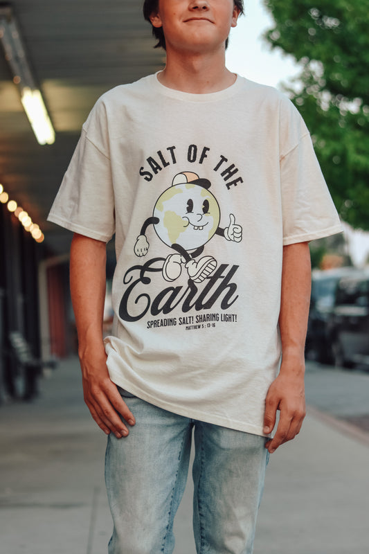 Retro-inspired Salt of the Earth tee front view