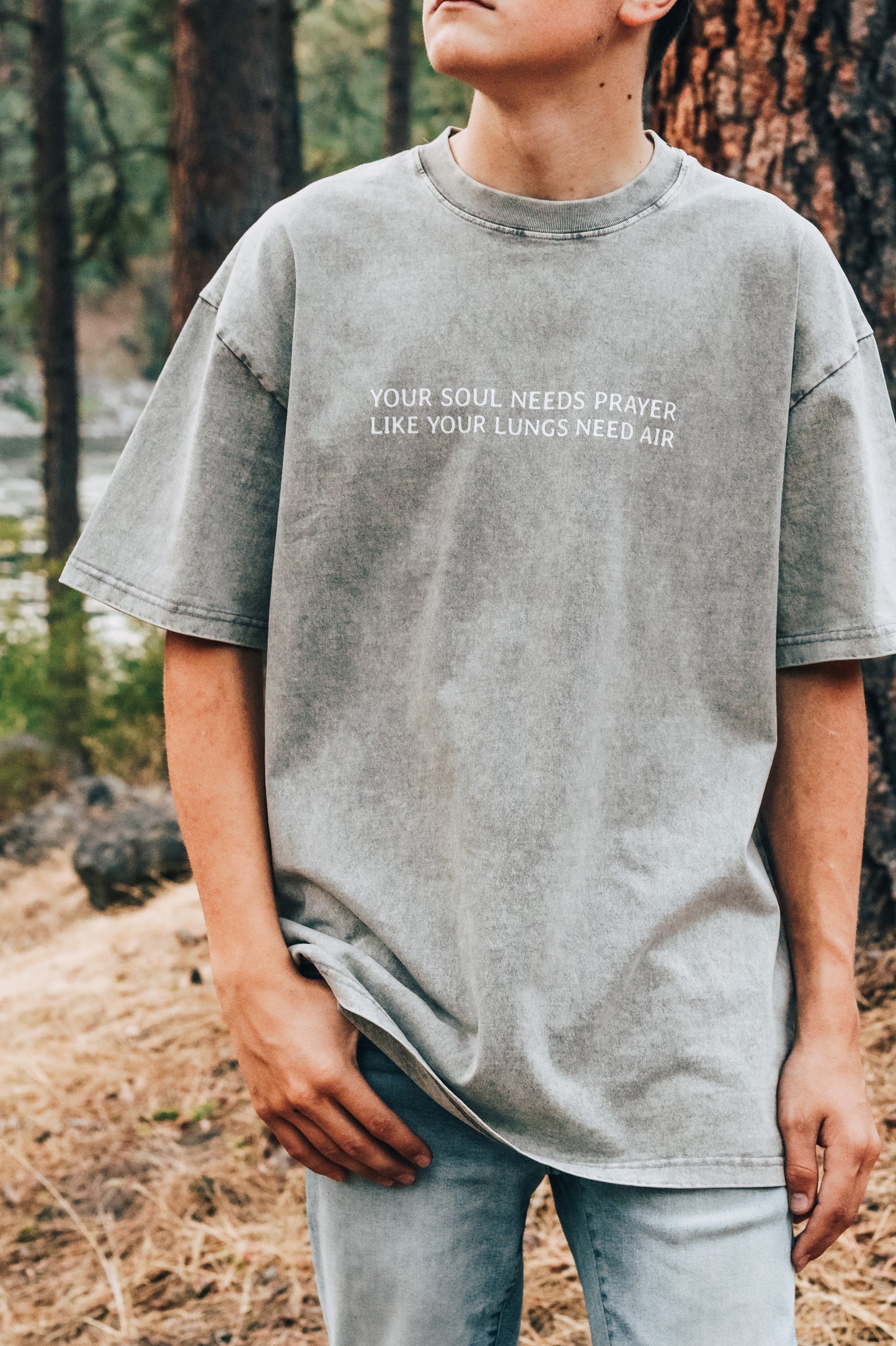 Your Soul Needs Prayer Mineral Wash Tee Front View