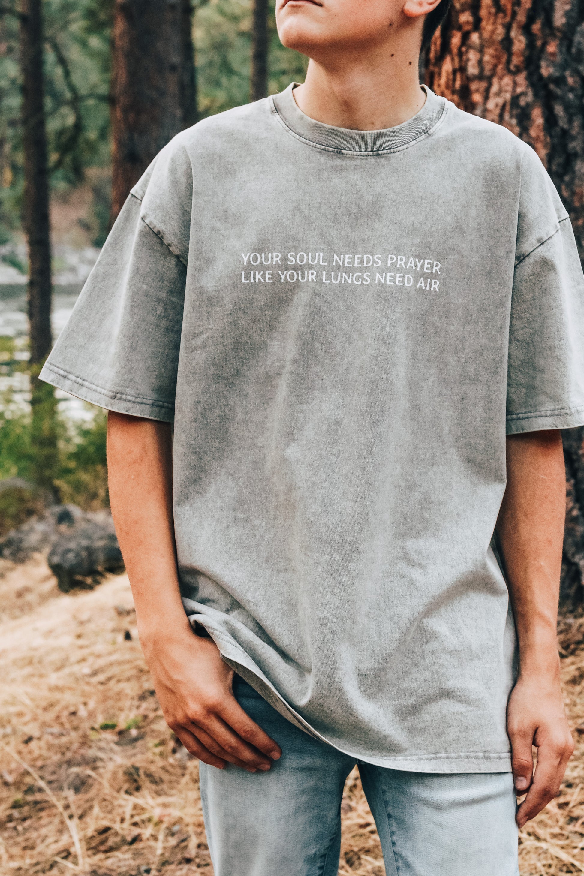 Your Soul Needs Prayer Mineral Wash Tee Front View